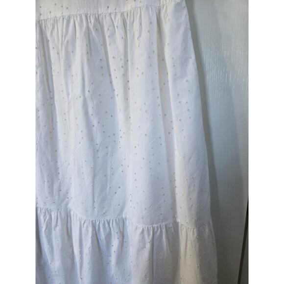 COS Flowy Cotton White Eyelet Beachy Vacation Tiered Midi Dress, Women's 10 - Picture 15 of 16